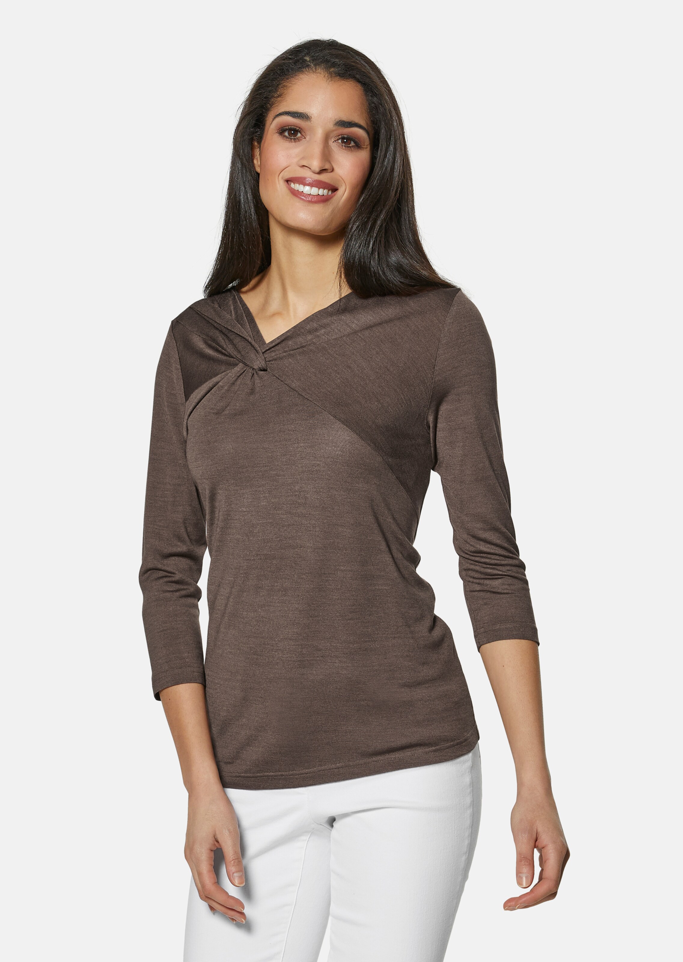 Shirt mit Knoten-Effekt und 3/4-Ärmeln