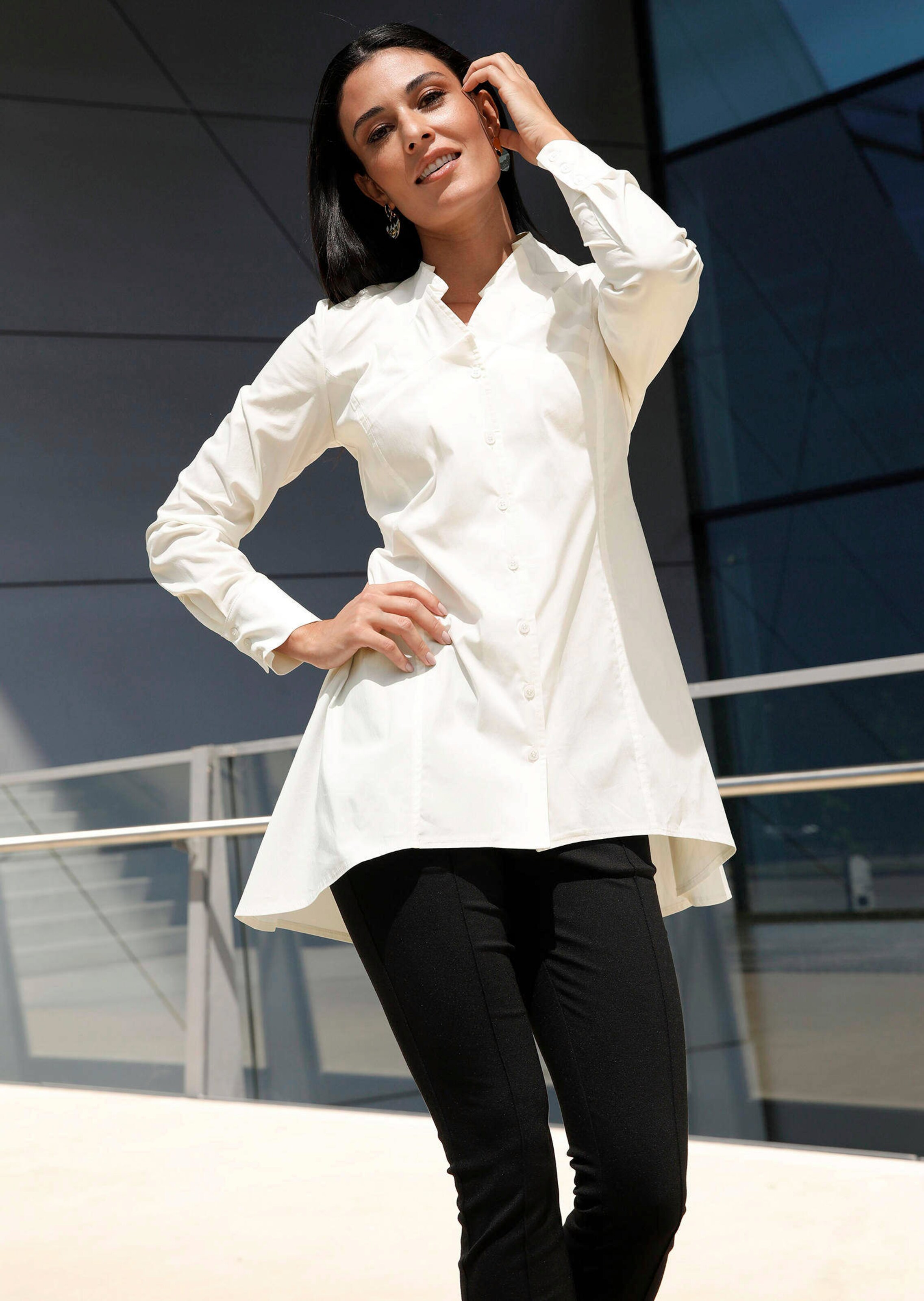 Longbluse mit Zierfalten