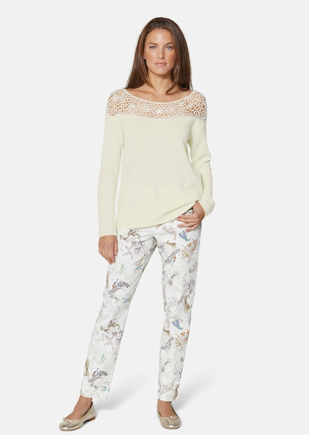 Knitted jumper with lace 1