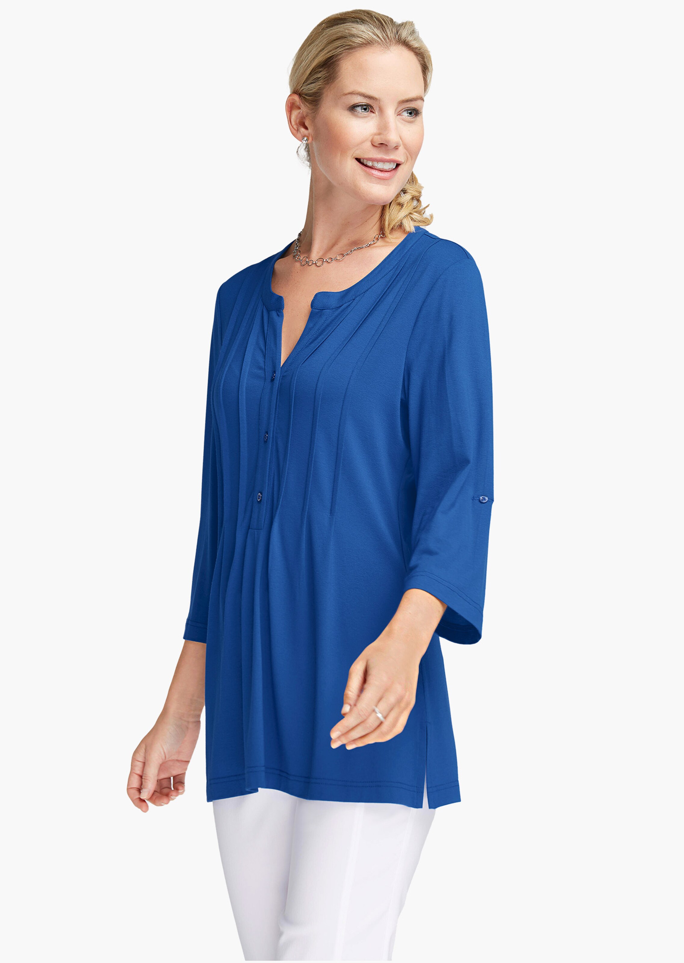 Figurschmeichelnde Shirttunika mit Biesen