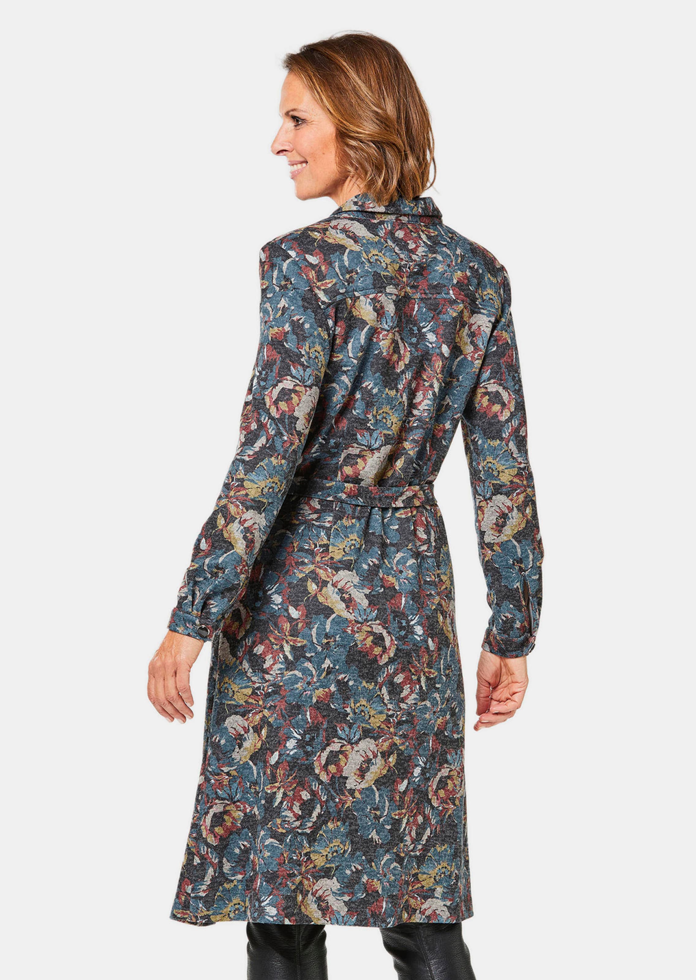 Robe-chemise - pétrole / rouge foncé / à motifs - Gr. 50 de Goldner Fashion