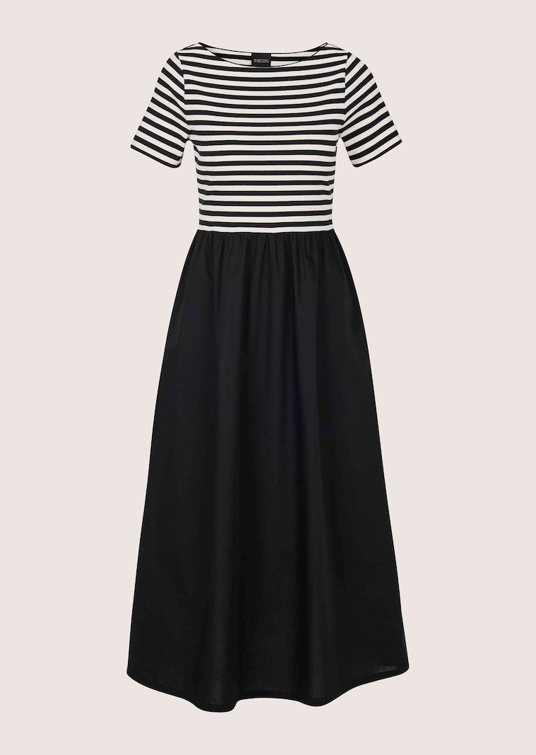 Robe rayée en mix de matières