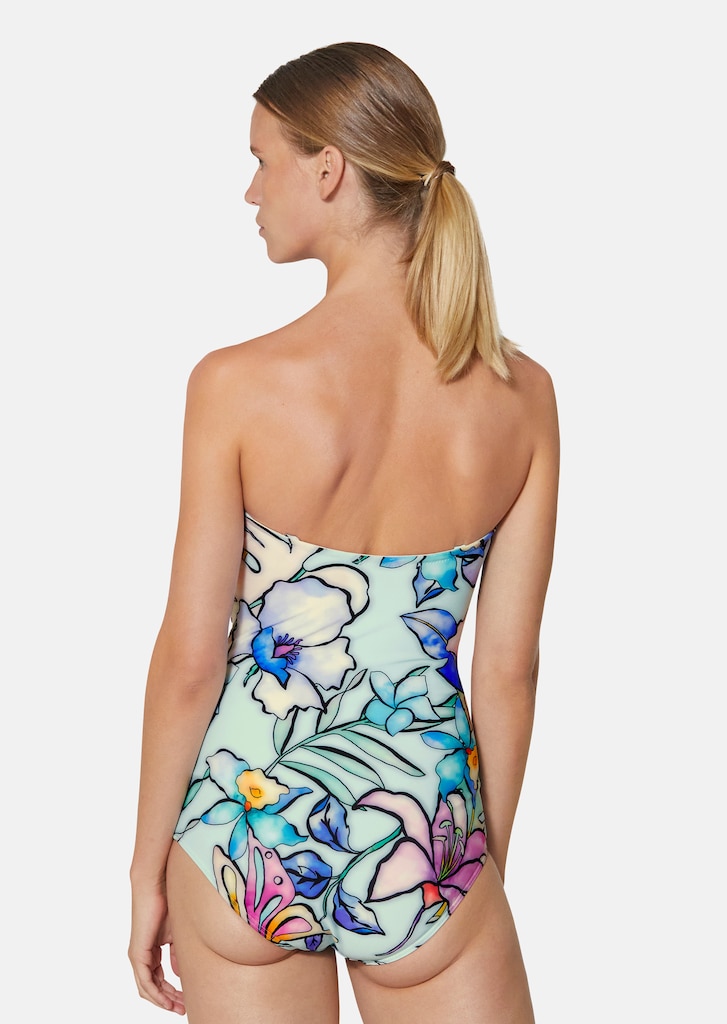 Printed swimming costume with gathered effect 2