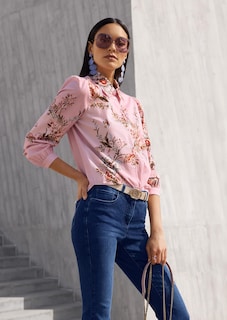 Baumwollbluse mit floralem Print thumbnail 1