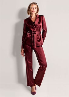 Blazer chic en satin avec lien à nouer thumbnail 2