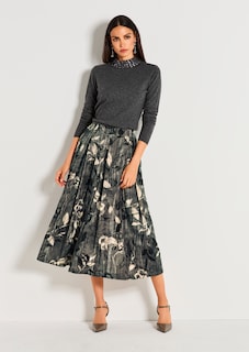 Schwungvoller Crinkle-Samtrock mit Floral-Print thumbnail 7