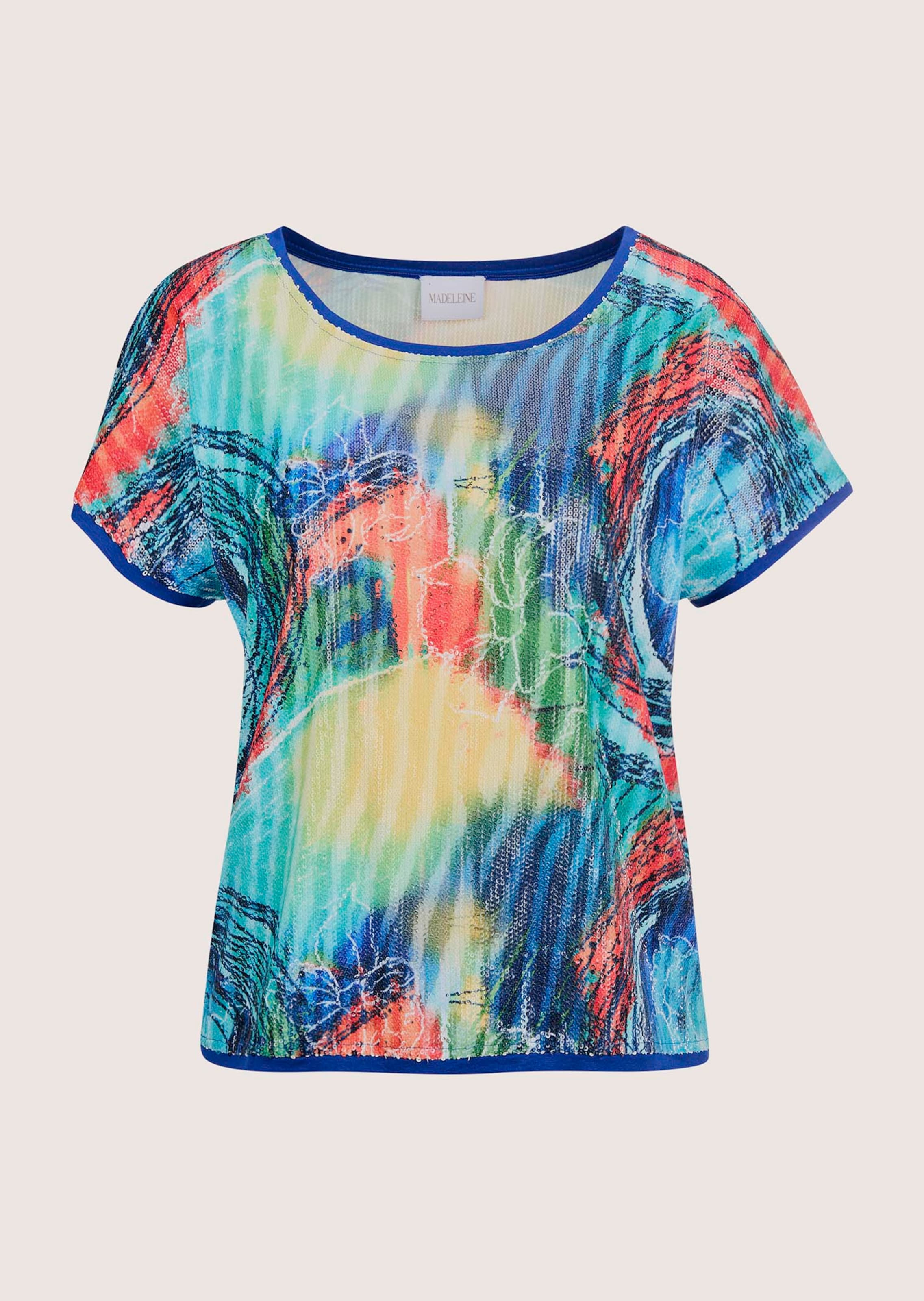 Rundhals-Shirt mit leuchtendem Pailletten-Print