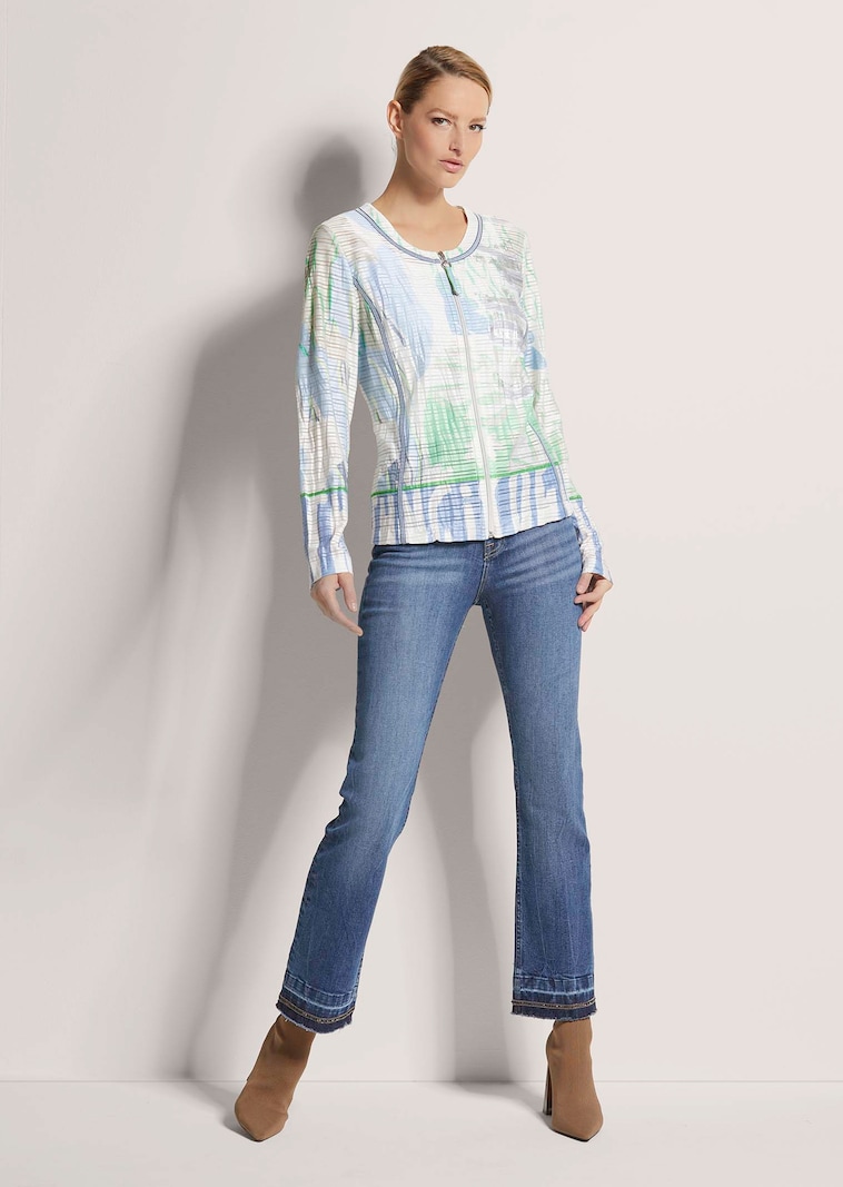 Sweat-Jacke mit Zipper und Unikat Print