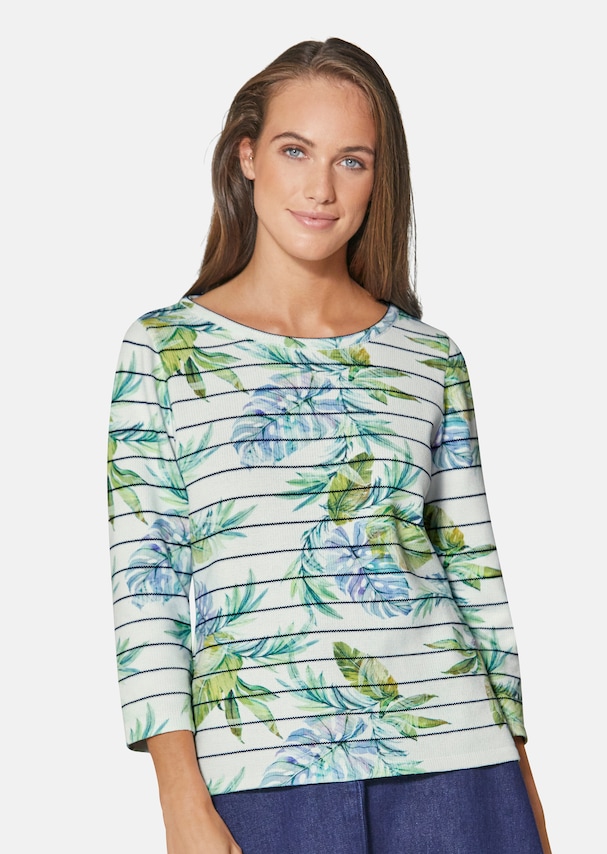 Jumper with leaf print in merino quality