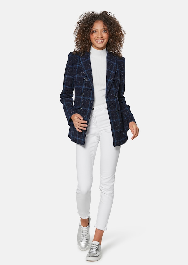 Double-breasted checked blazer in virgin wool 1