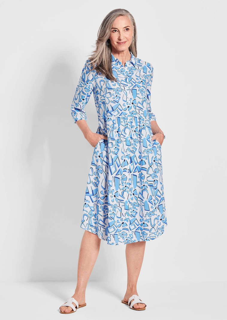 Druckkleid in Hemdblusenform