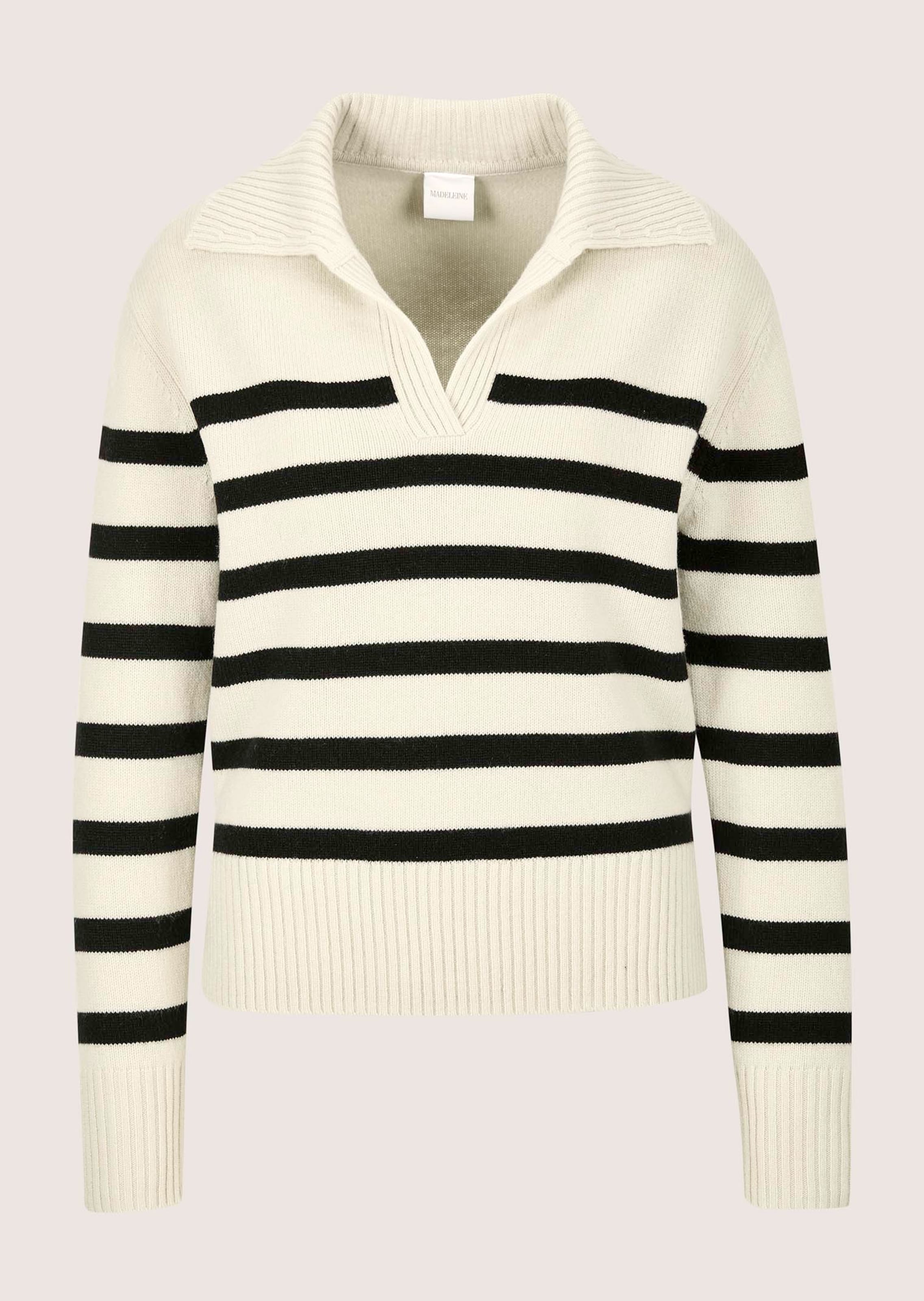 Pull à col polo rayé