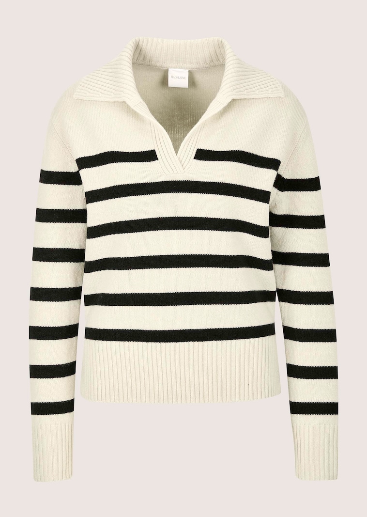 Pull à col polo rayé