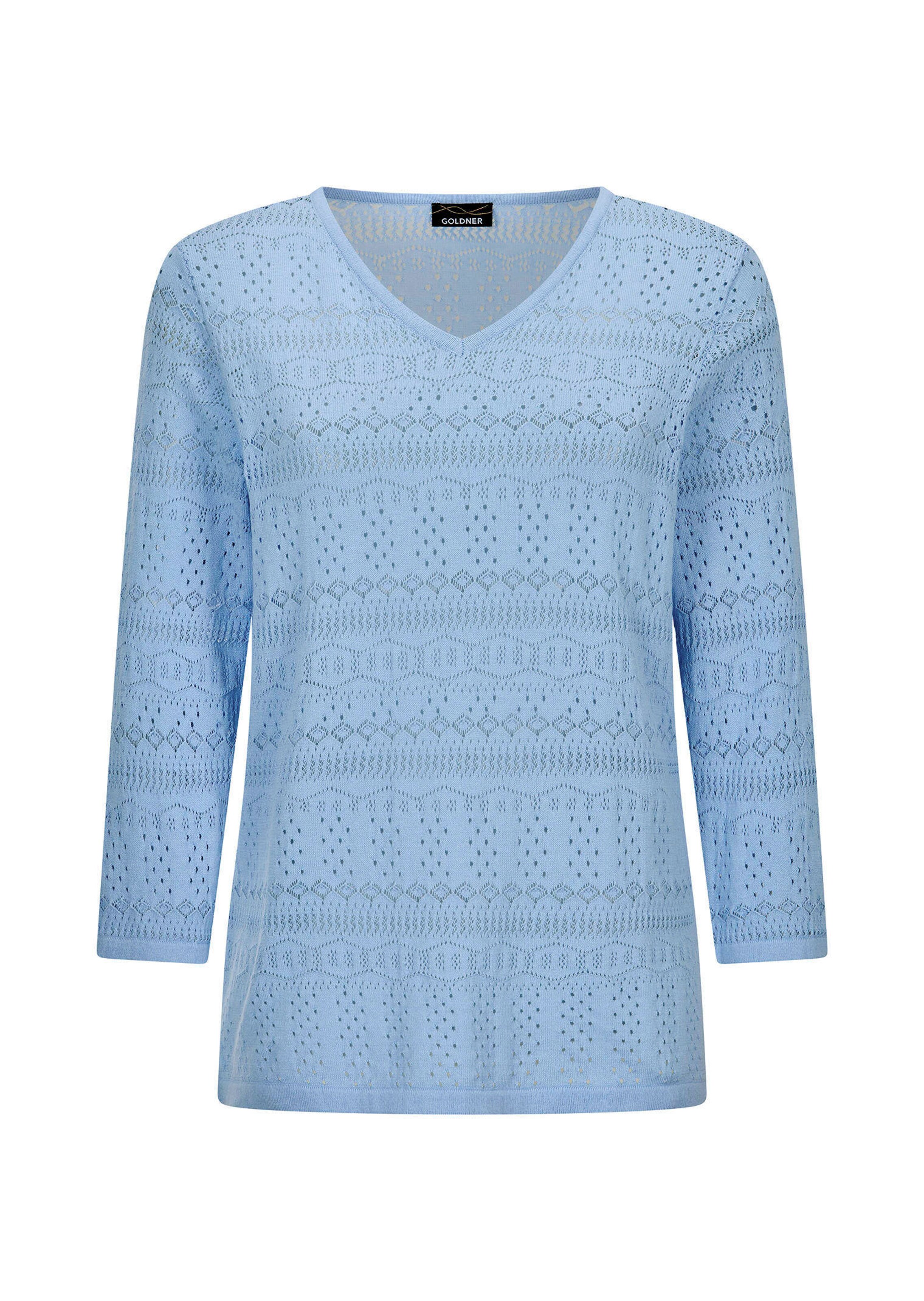 Leichter Strickpullover mit Ajourmuster