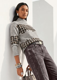 Jacquard-Sweatshirt mit Hahnentritt thumbnail 1