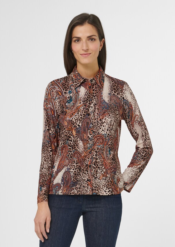 Long-sleeved blouse with paisley print
