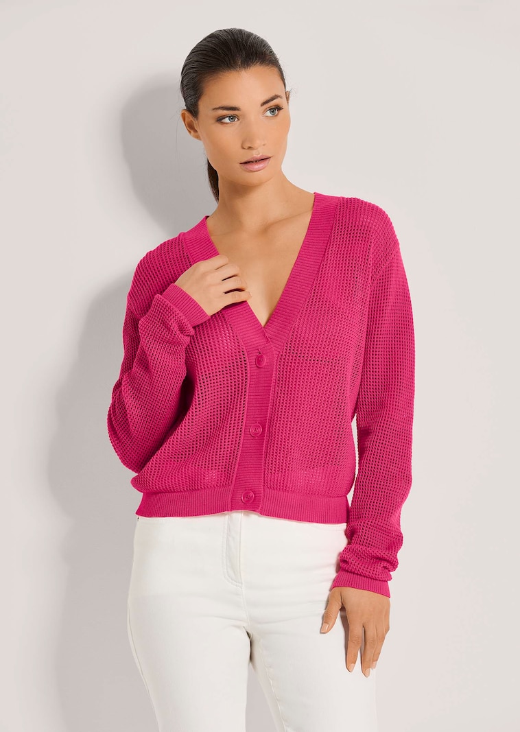 Kurze Ajour-Strickjacke