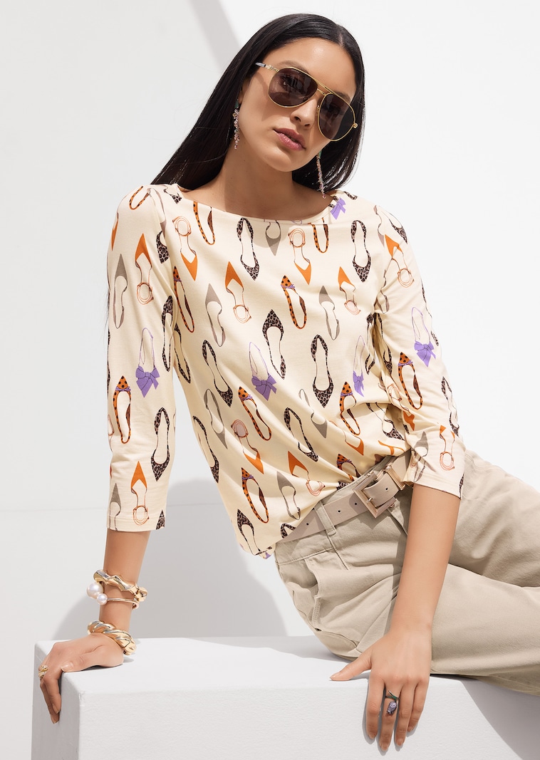 Stretchshirt mit Schuhprint