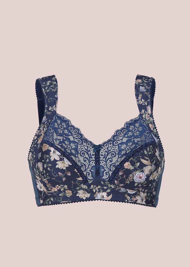 Slip avec imprimé fleuri et dentelle