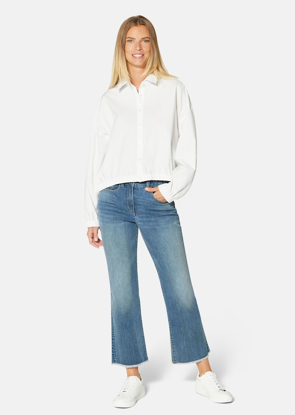 7/8-Jeans mit Fransensaum in Culotte-Form 1