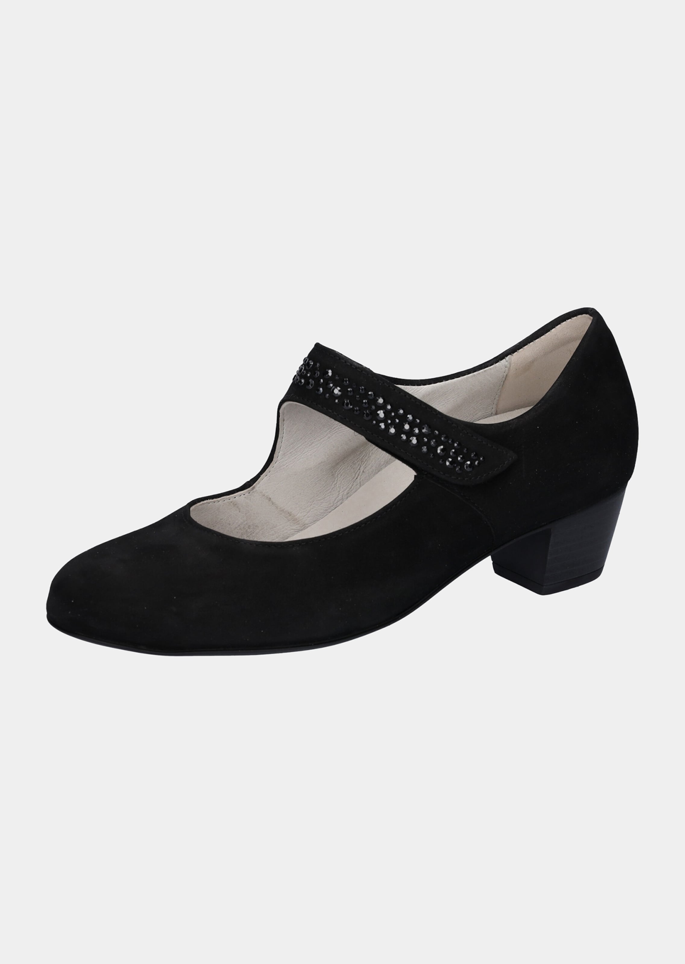 Escarpins en cuir nubuck avec petits strass scintillants