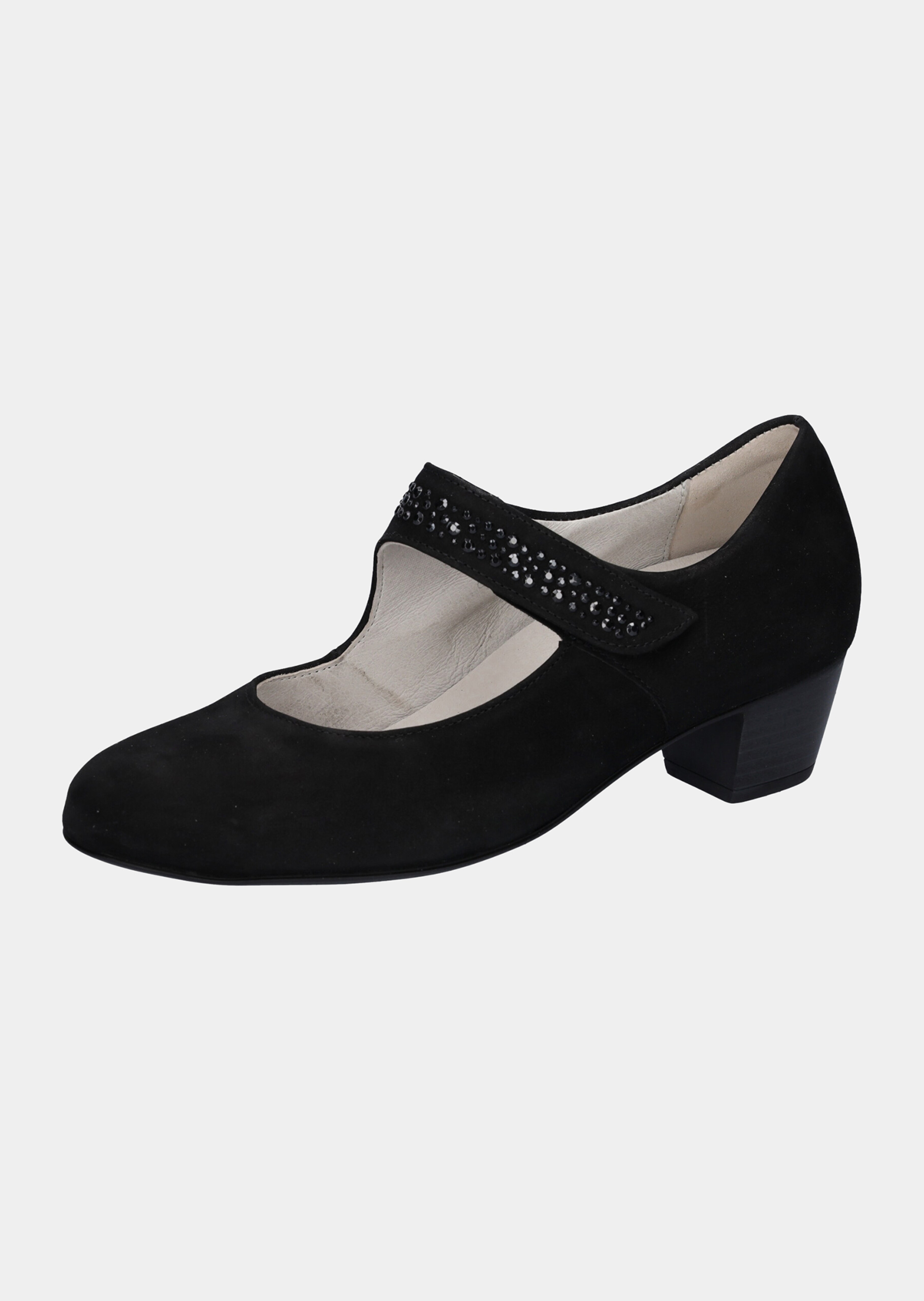 Escarpins en cuir nubuck avec petits strass scintillants