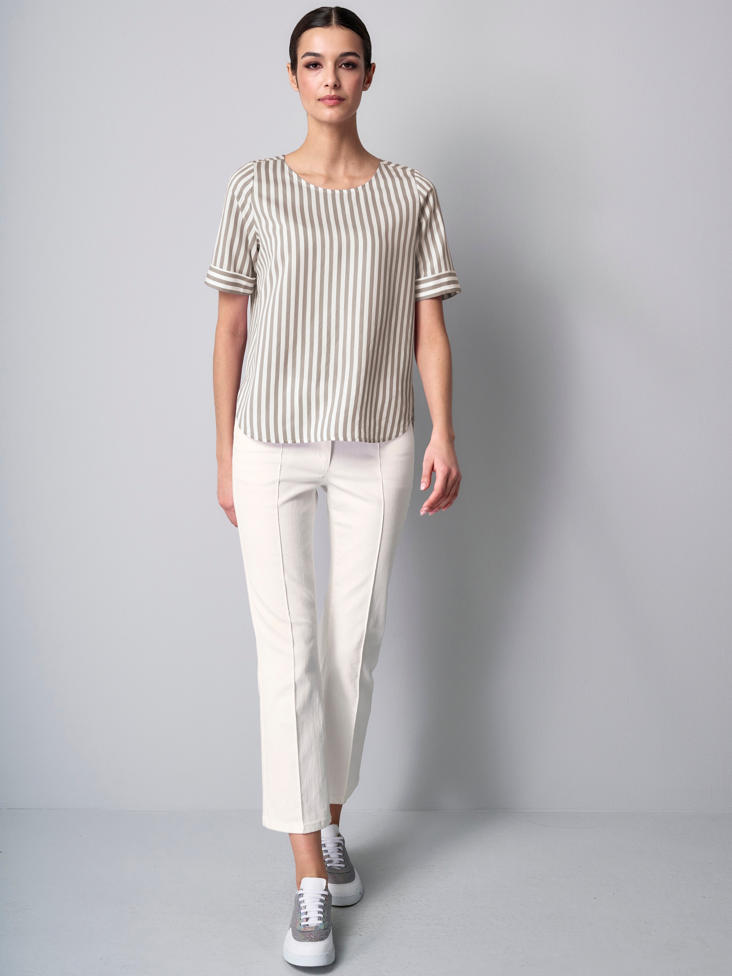 Streifenbluse mit Halbarm