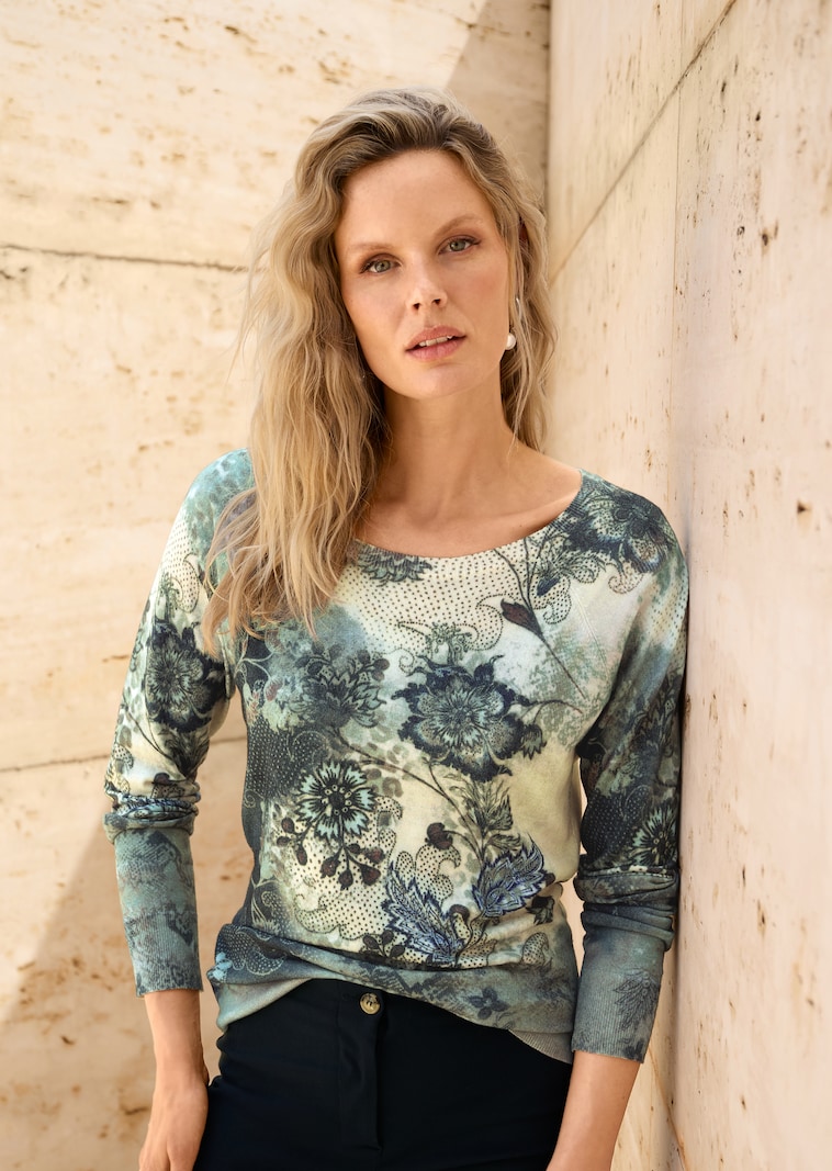 Pullover mit edlem All-over-Print