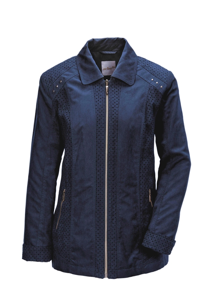 Velourslederimitat-Blazer mit Perforierung