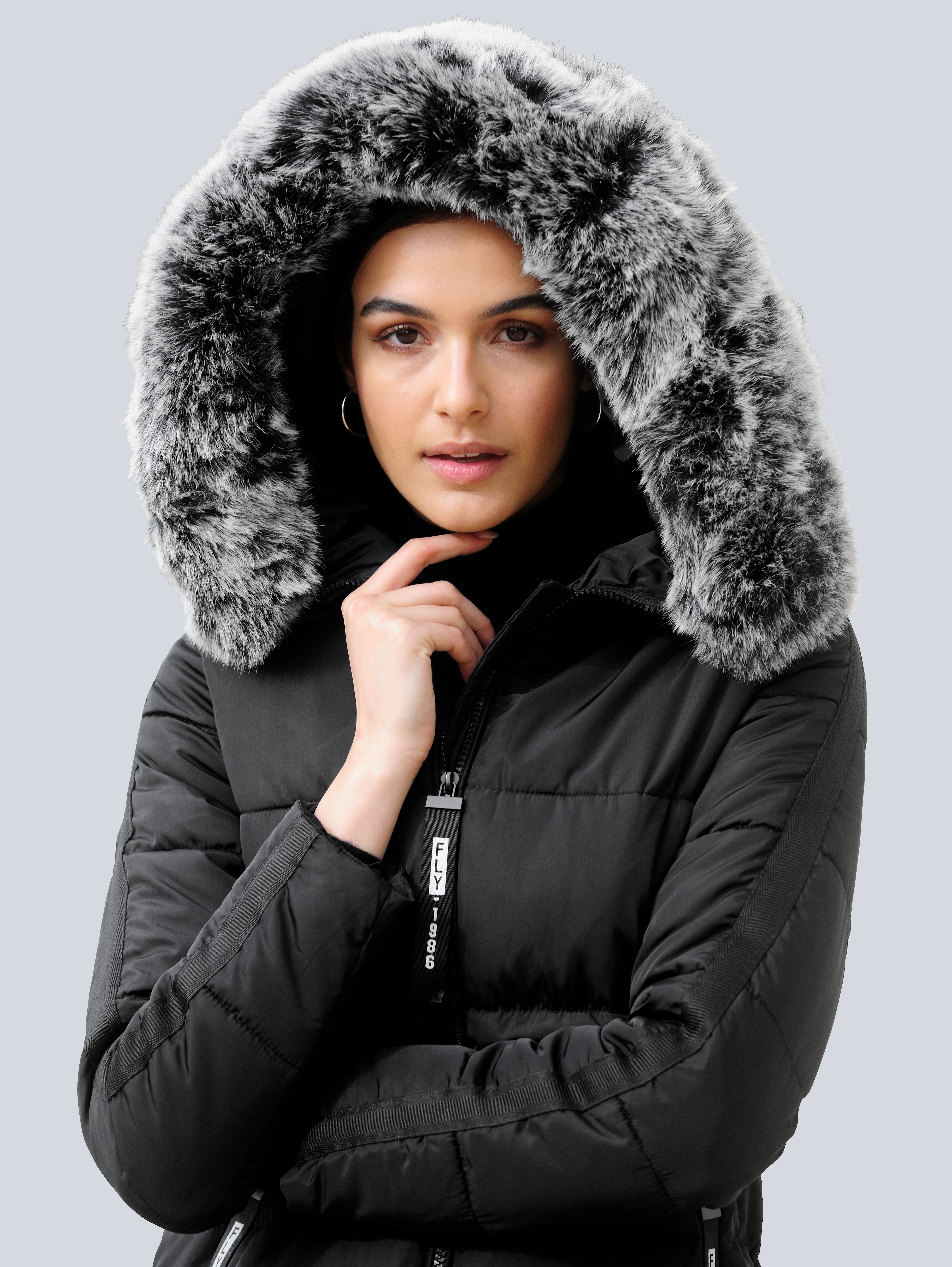 Steppmantel mit Kunstfell