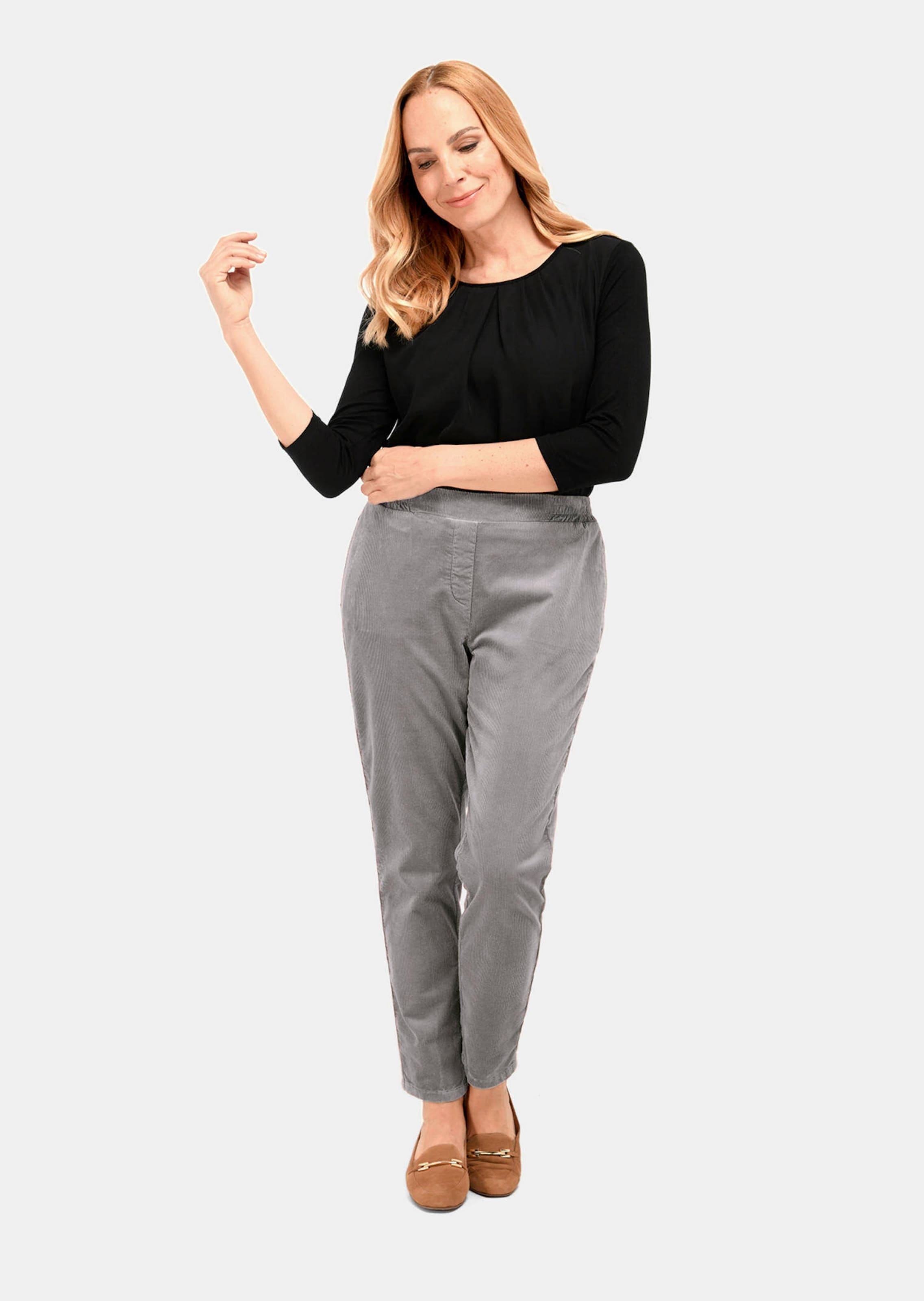 Pantalon MARTHA en velours côtelé - gris - Gr. 56 de Goldner Fashion