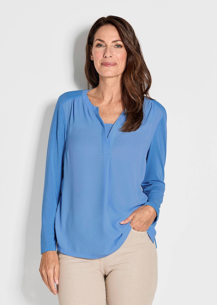 Blouseshirt met chiffon inzet