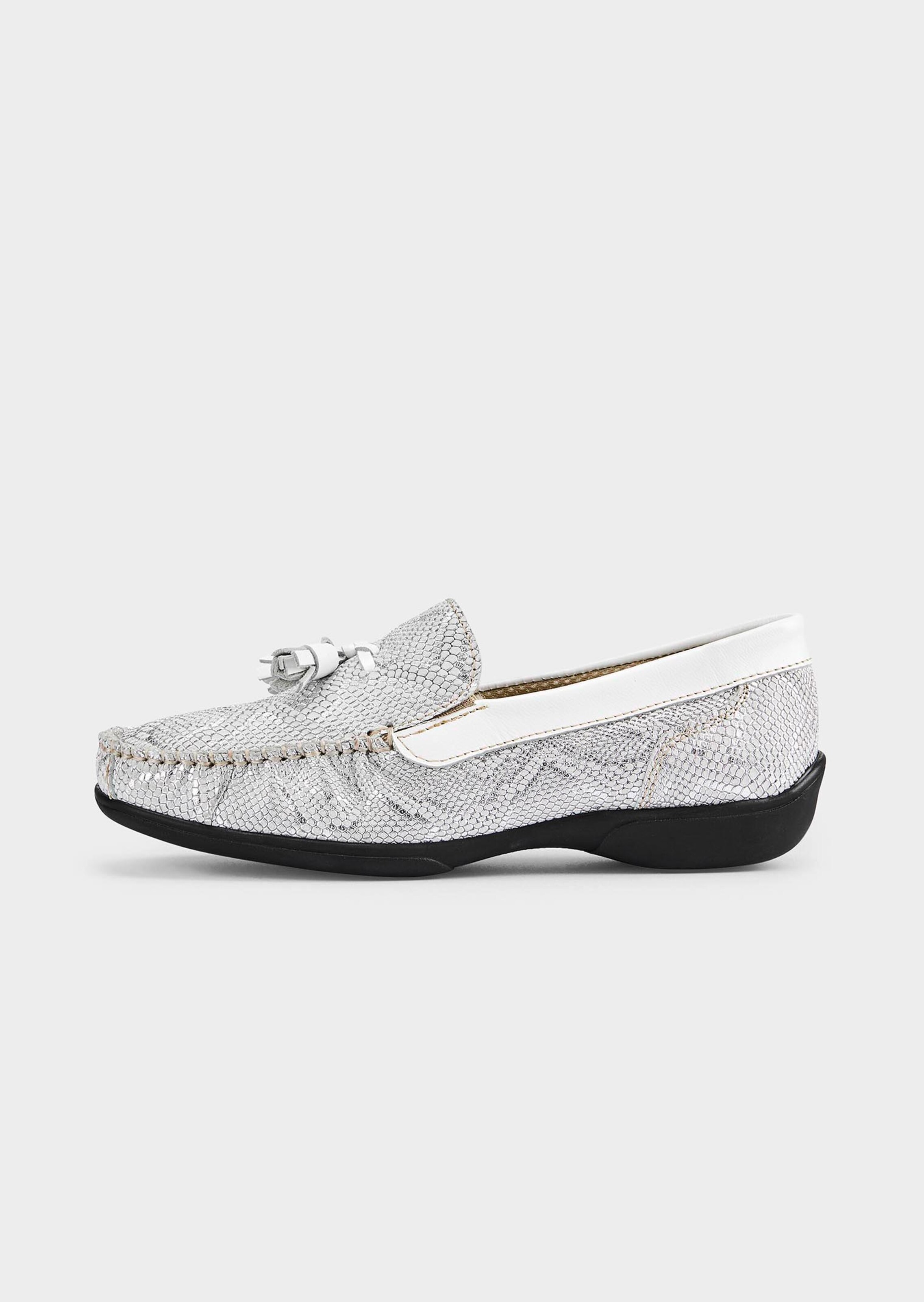 Leder-Mokassins mit Schlangenprint