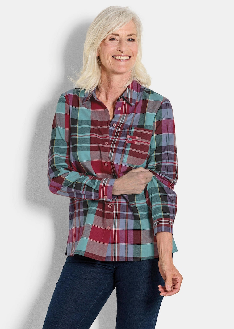 Karierte Hemdbluse aus reiner Baumwolle