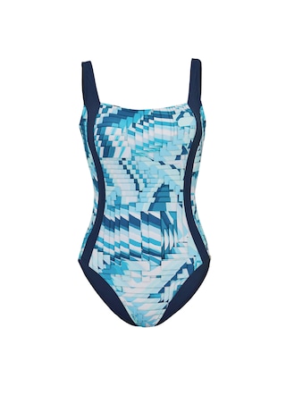 blau / türkis / gemustert Figurformender Badeanzug mit eingearbeiteten Schalen