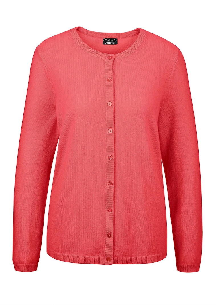 Kaschmirstrickjacke mit Rundhalsausschnitt