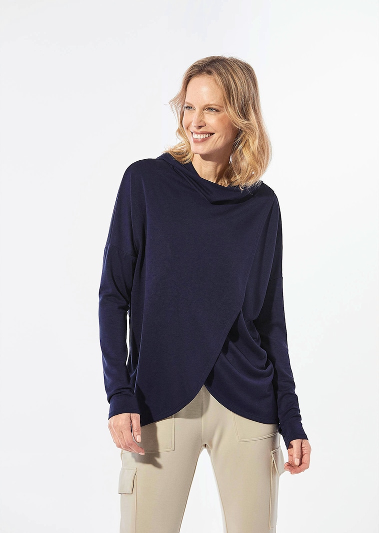 T-shirt à manches longues à capuche, forme tulipe