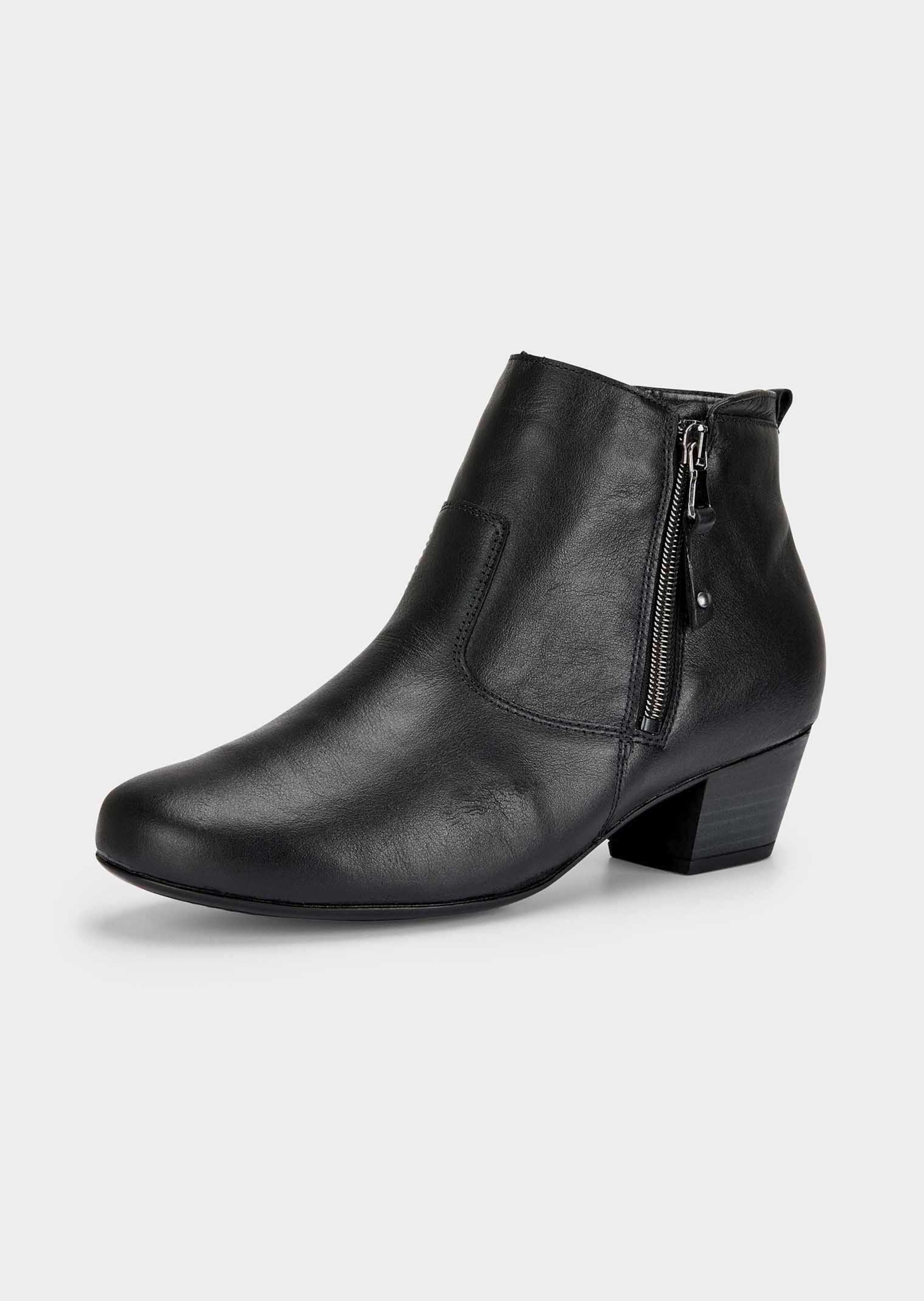 Bottines en cuir nappa avec fermeture éclair