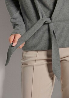 Kaschmir-Strickjacke mit tiefem V-Ausschnitt und Bindeband thumbnail 5
