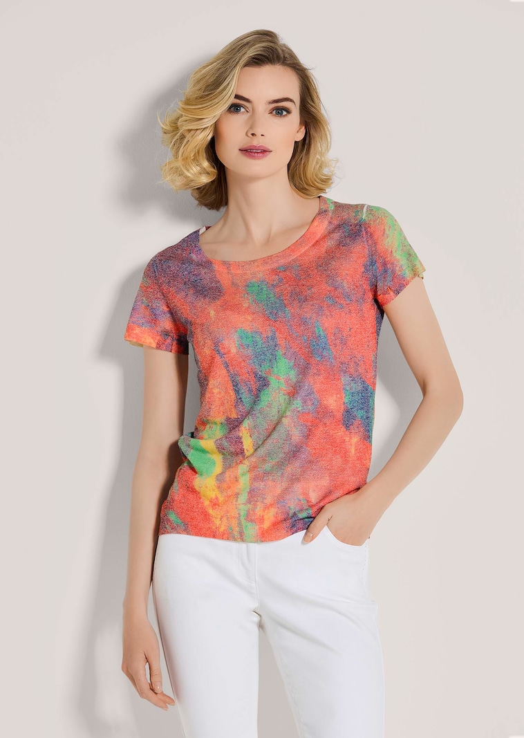 Feinstrick-Pullover mit Unikat-Print