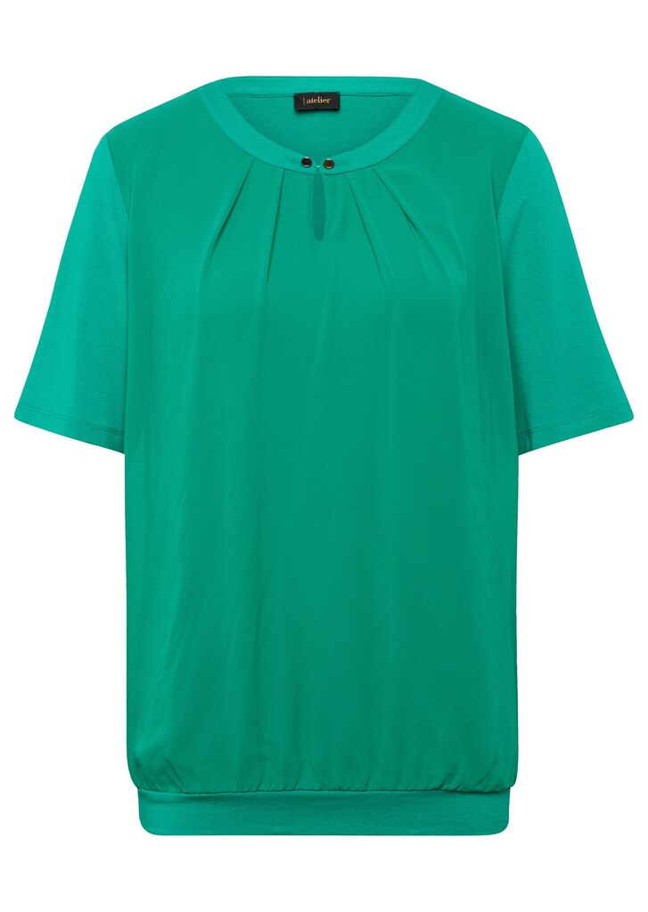 Figurumspielendes Blusenshirt im Material-Mix