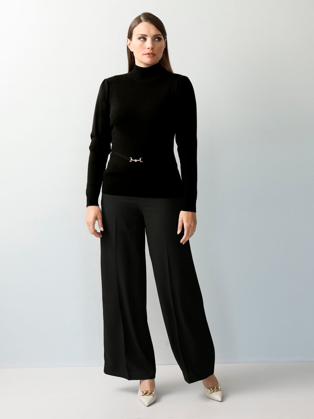 Pullover mit gürteloptik und eleganter Schmuckschließe 6