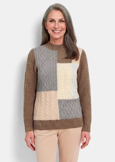 Strickpullover mit Intarsienmuster und Stehkragen thumbnail 1