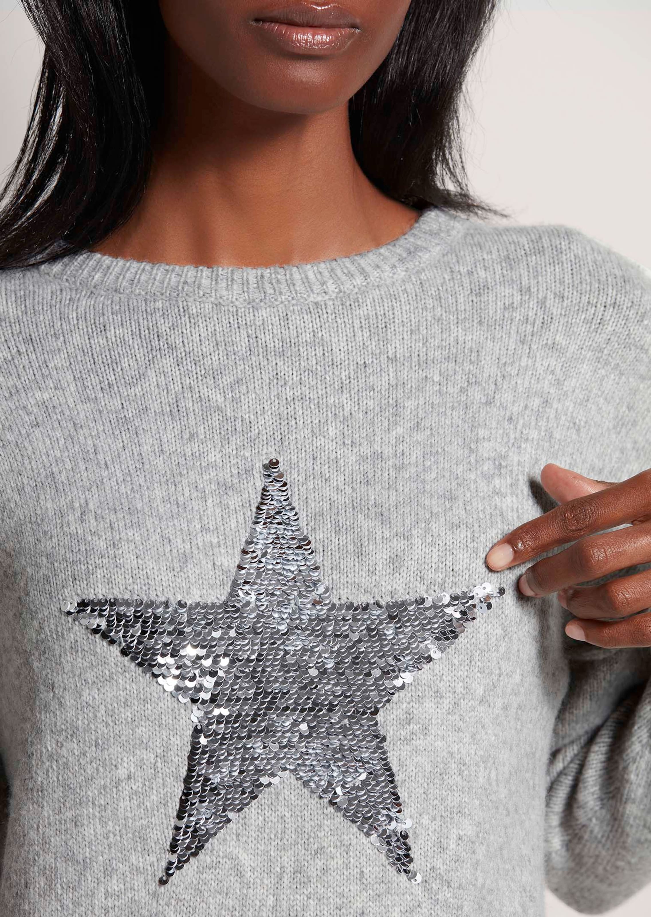 Pull Sachin + Babi Gris Heather Avec Paillettes Argent - Taille XS - Rayon Blend - Occasion Excellent état