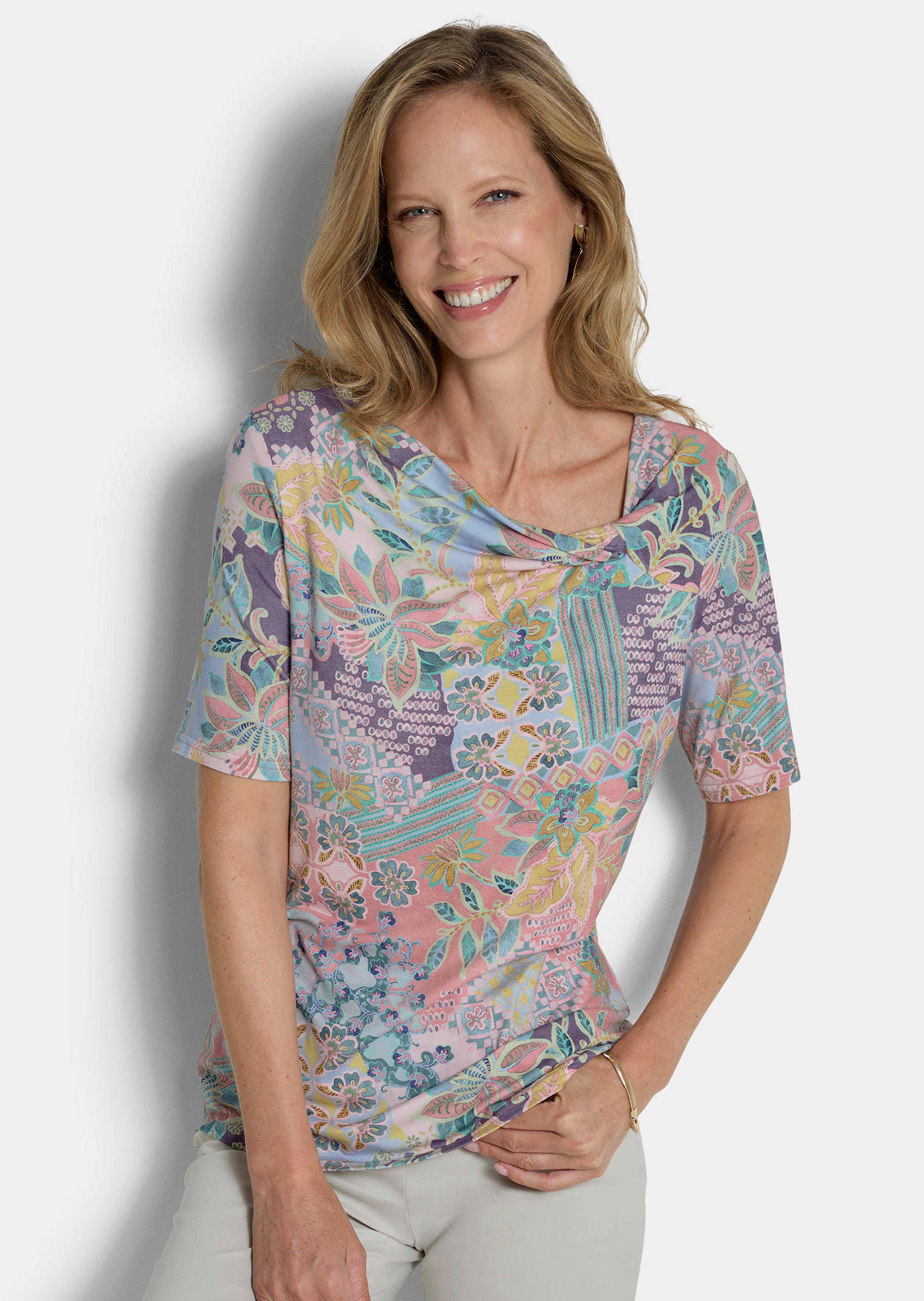 Jersey-Shirt mit Knotendetail