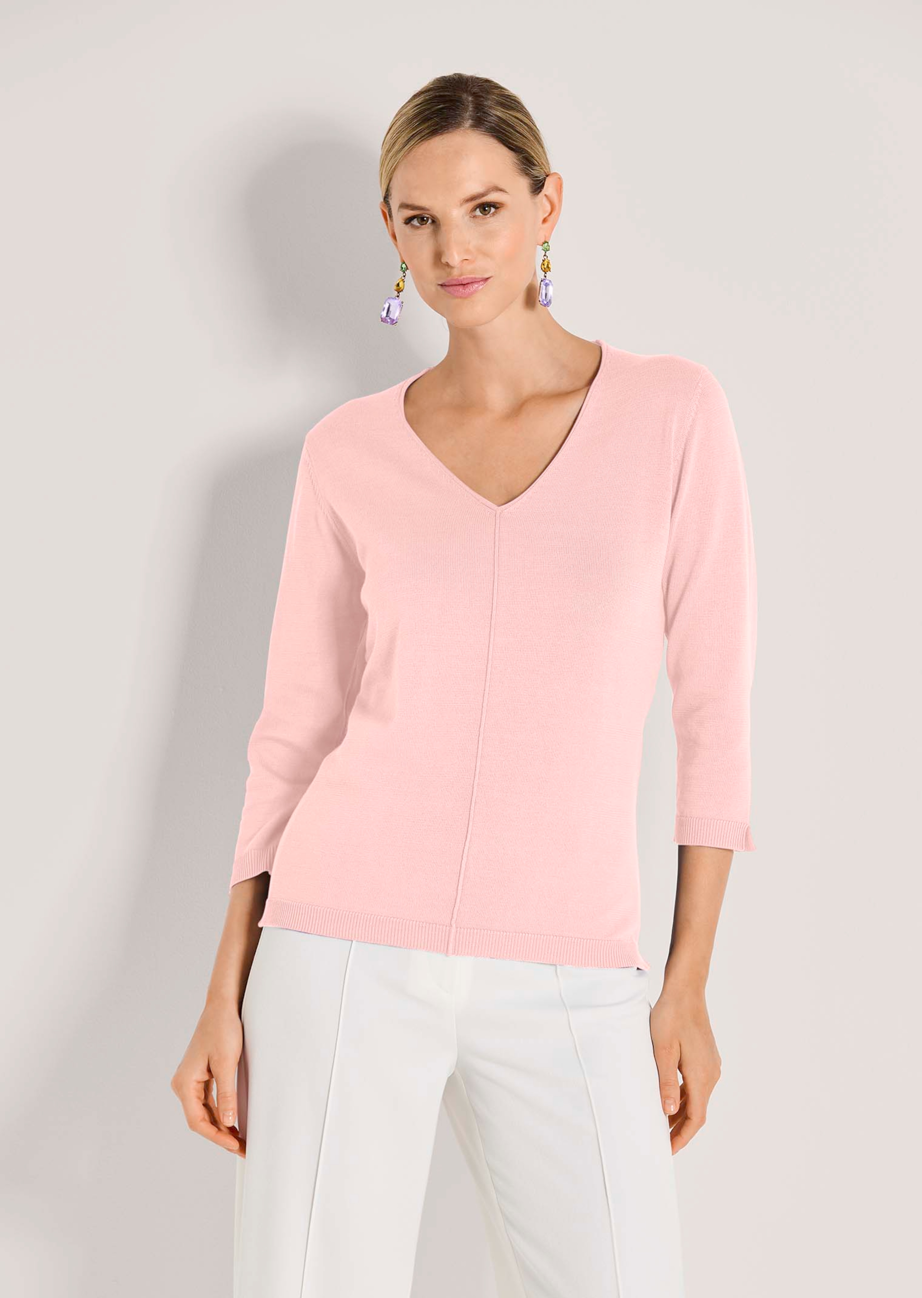 Baumwollpullover mit V-Ausschnitt