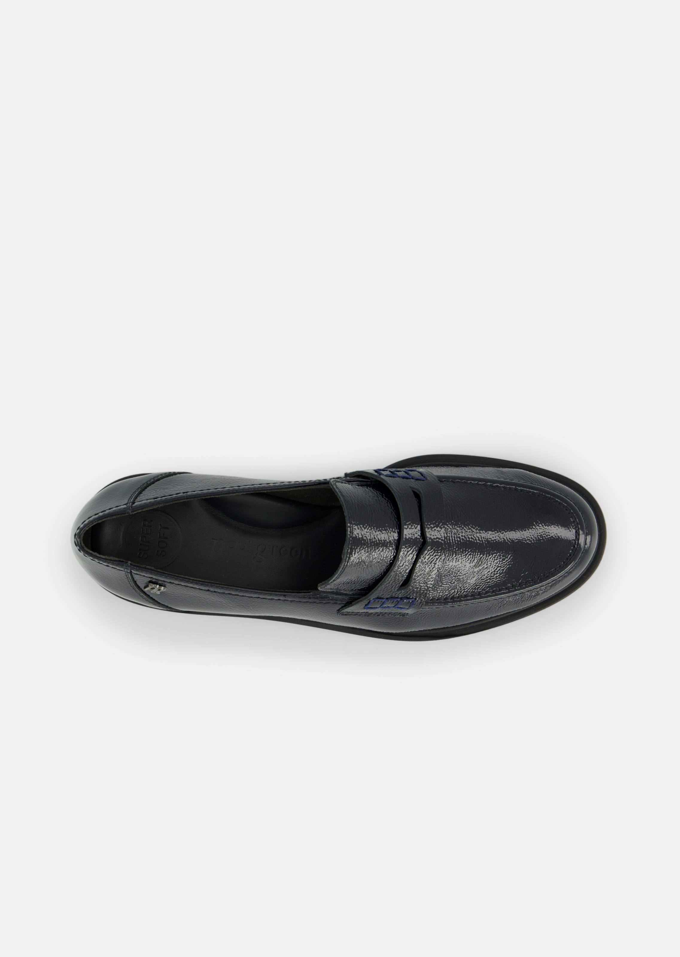 Slipper aus Leder in Knautsch-Lackoptik