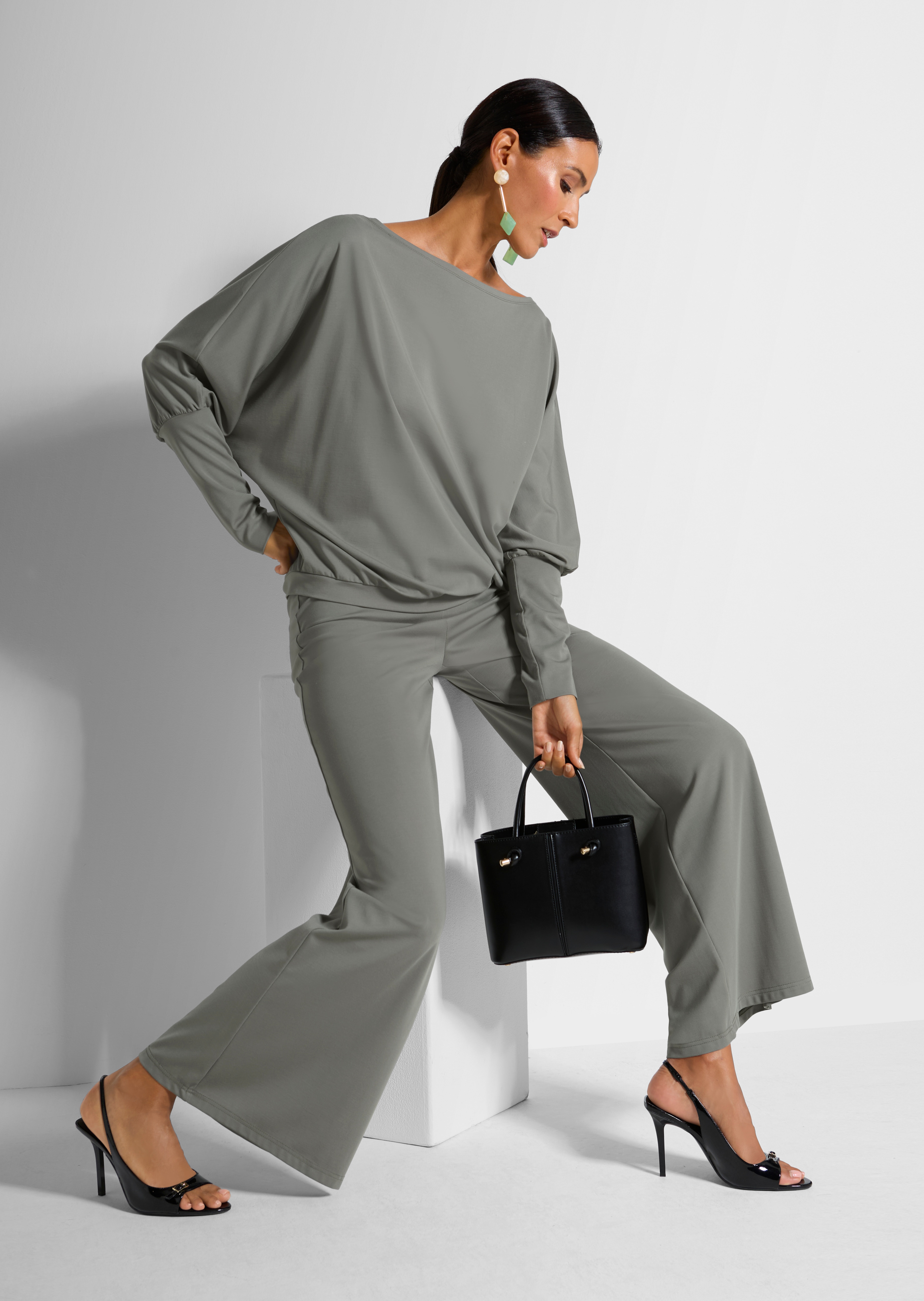 Lässige Jerseyhose mit weitem Bein