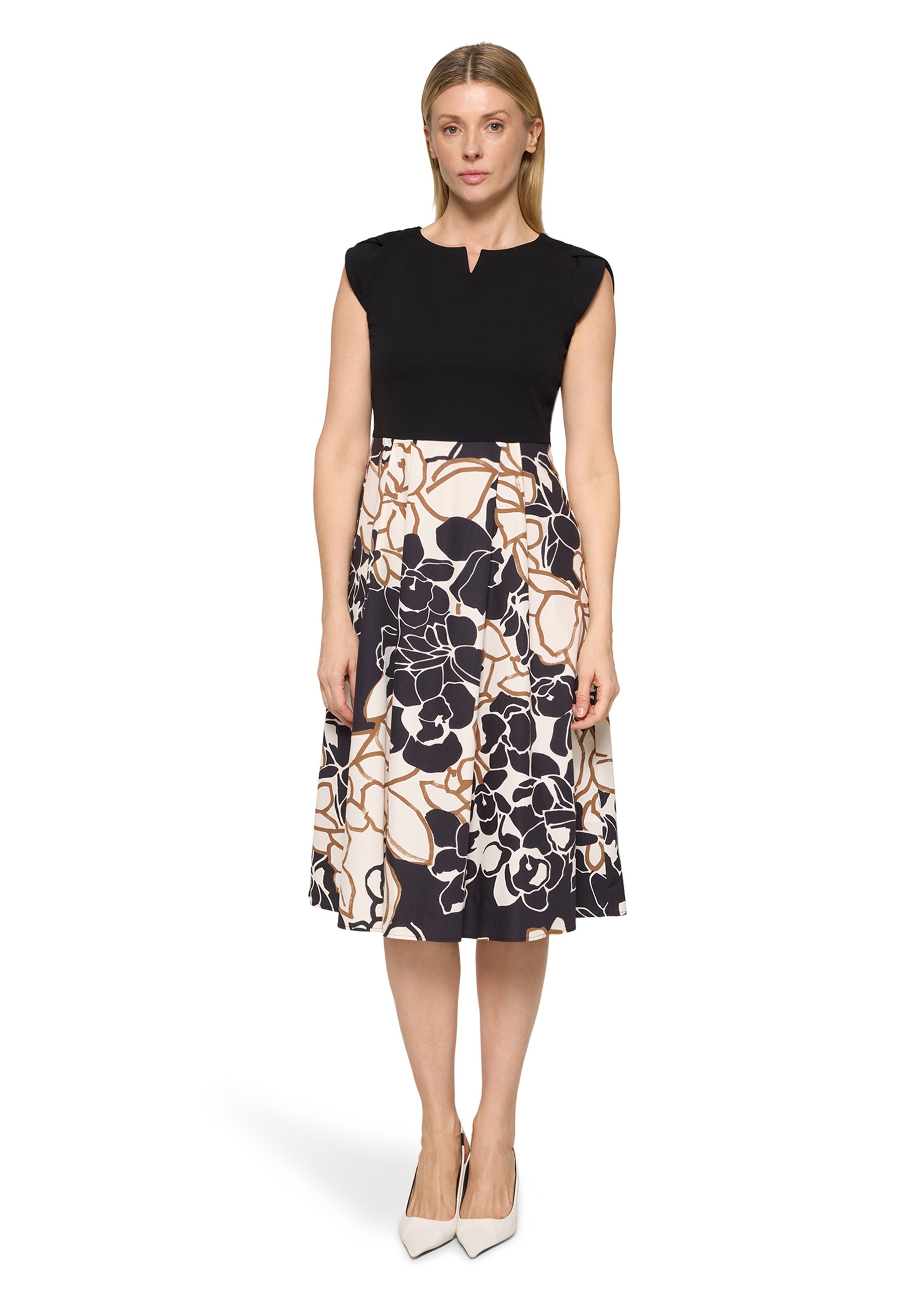 Kleid aus Jersey-Oberteil und Webrock