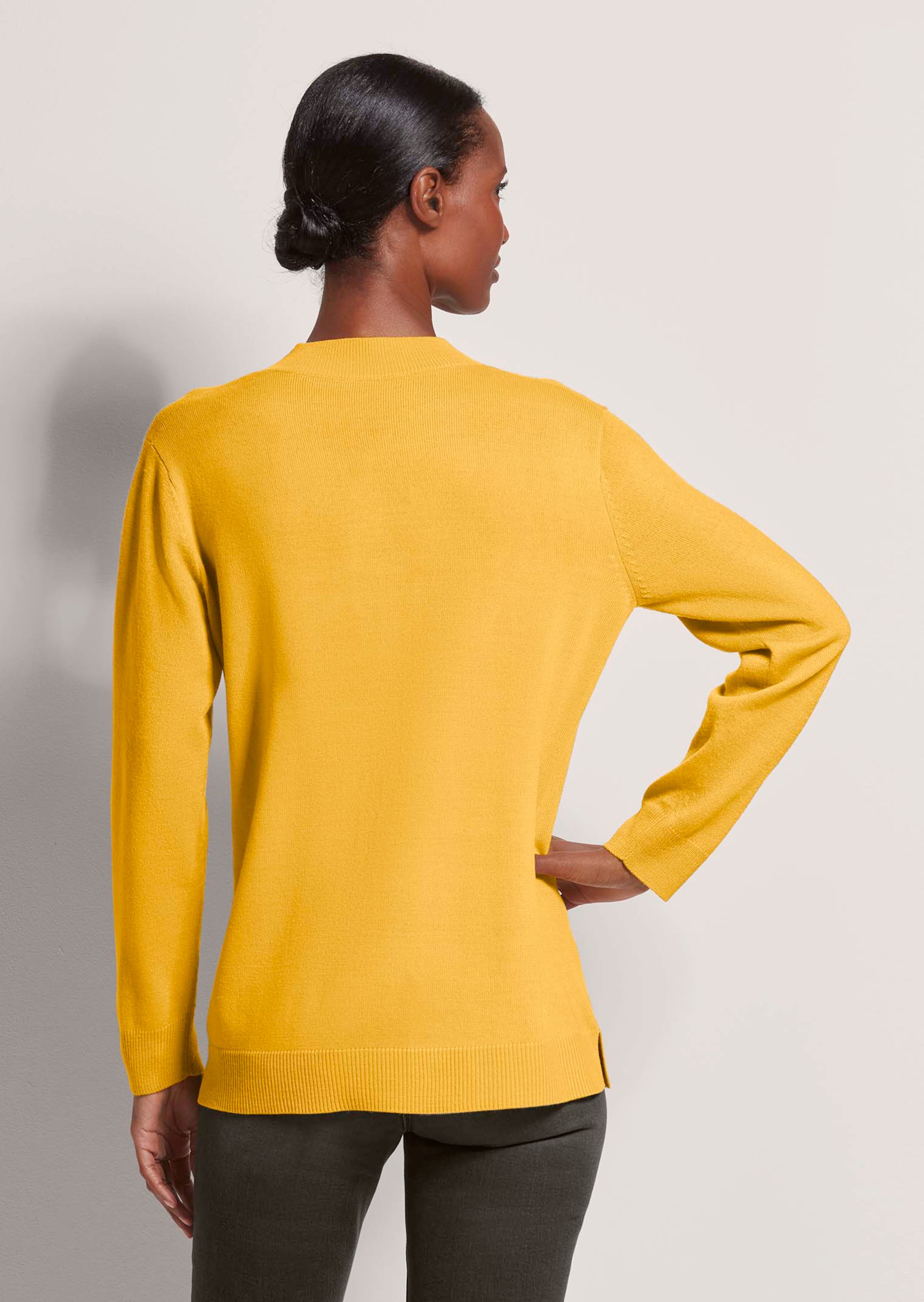 Pull Léger OUI En Lin - Manches 3/4 Jaune Soleil, Taille 44 Femme, Occasion Très Bon État
